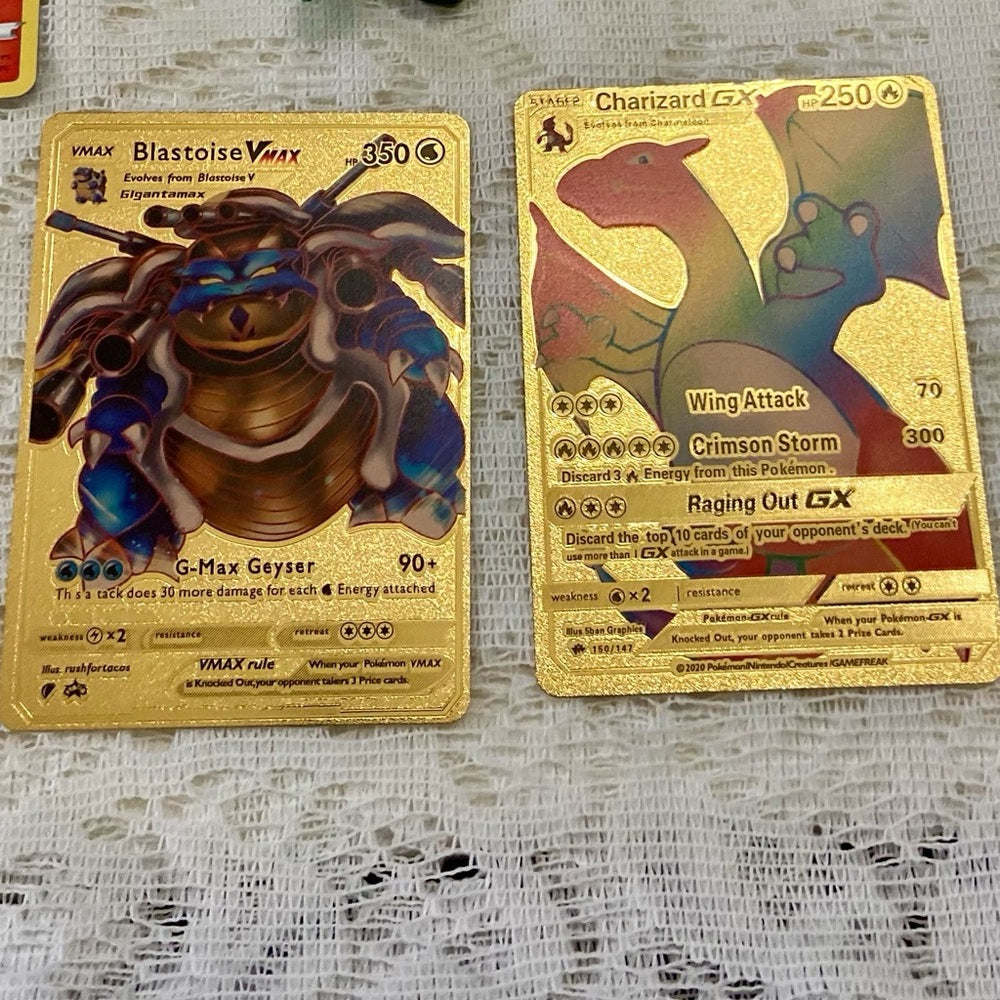Lot EE- 12pc Lot : 2 Gold Fan Arts Cards, 5 Pokemon Cards and 5 Pokémon F…