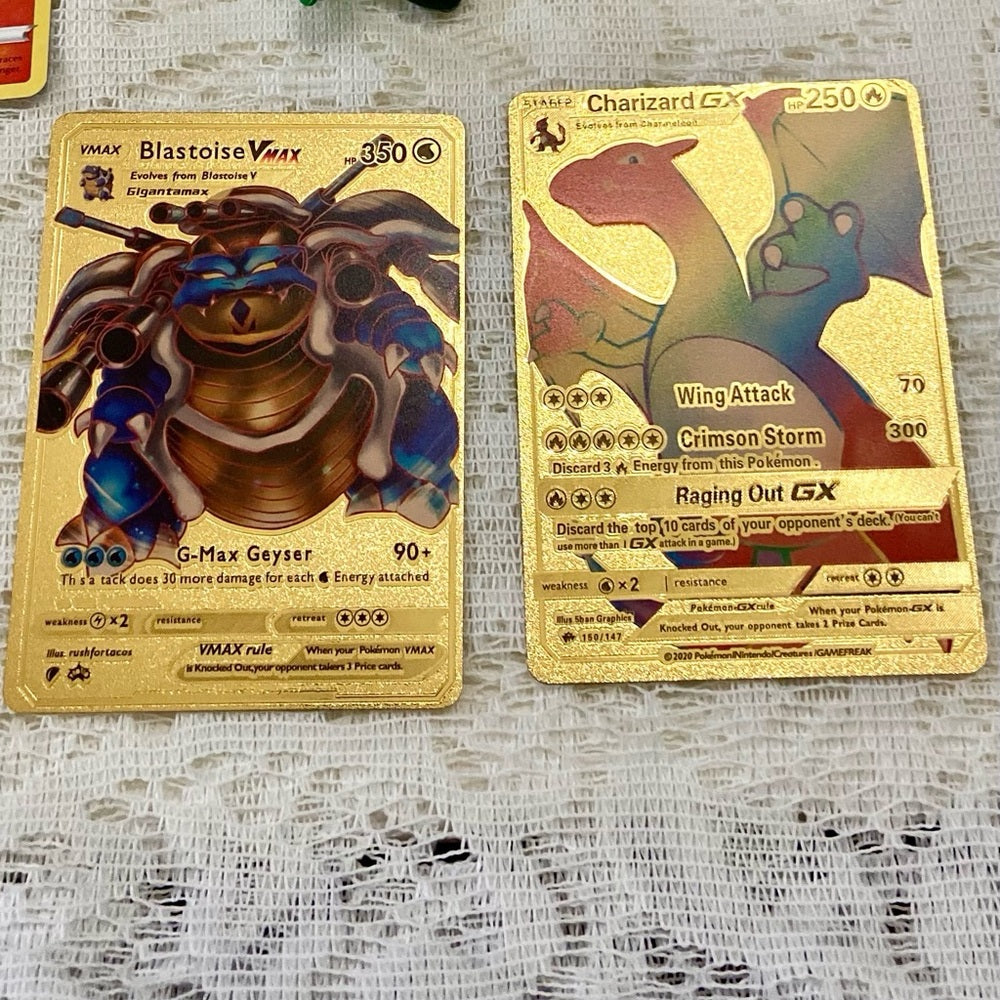 Lot EE- 12pc Lot : 2 Gold Fan Arts Cards, 5 Pokemon Cards and 5 Pokémon F…