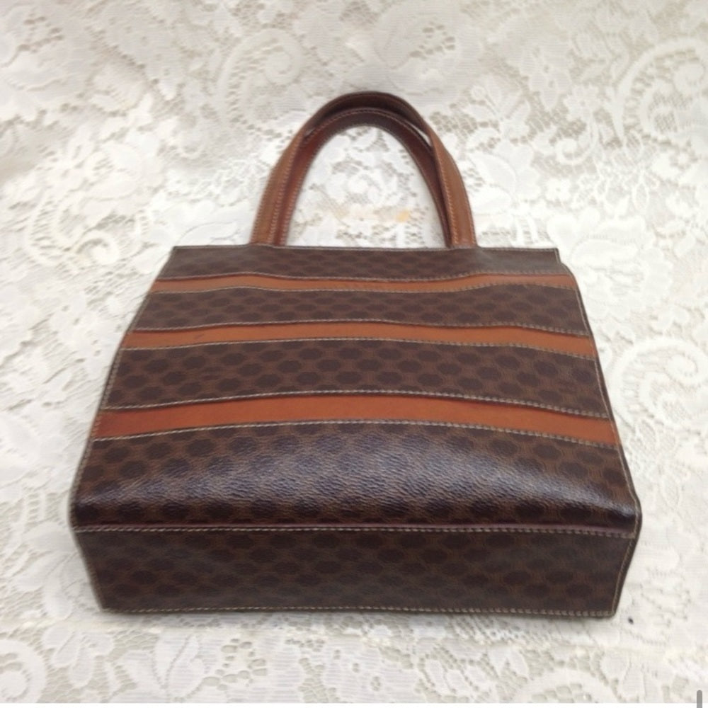 Celine, Paris, Italy Brown Macadam Handbag 10in x 9in x 2.5in