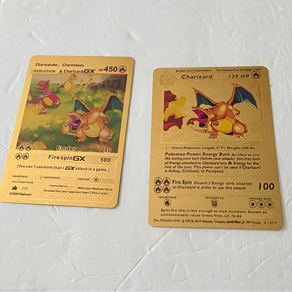 Lot FF-12pc Lot : 2 Gold Fan Arts Cards, 5 Pokemon Cards and 5 Pokémon …