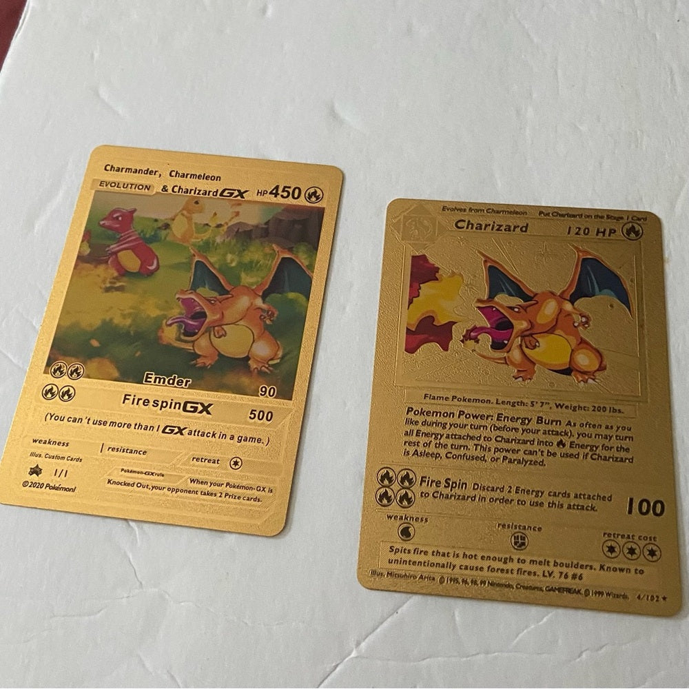 Lot FF-12pc Lot : 2 Gold Fan Arts Cards, 5 Pokemon Cards and 5 Pokémon …