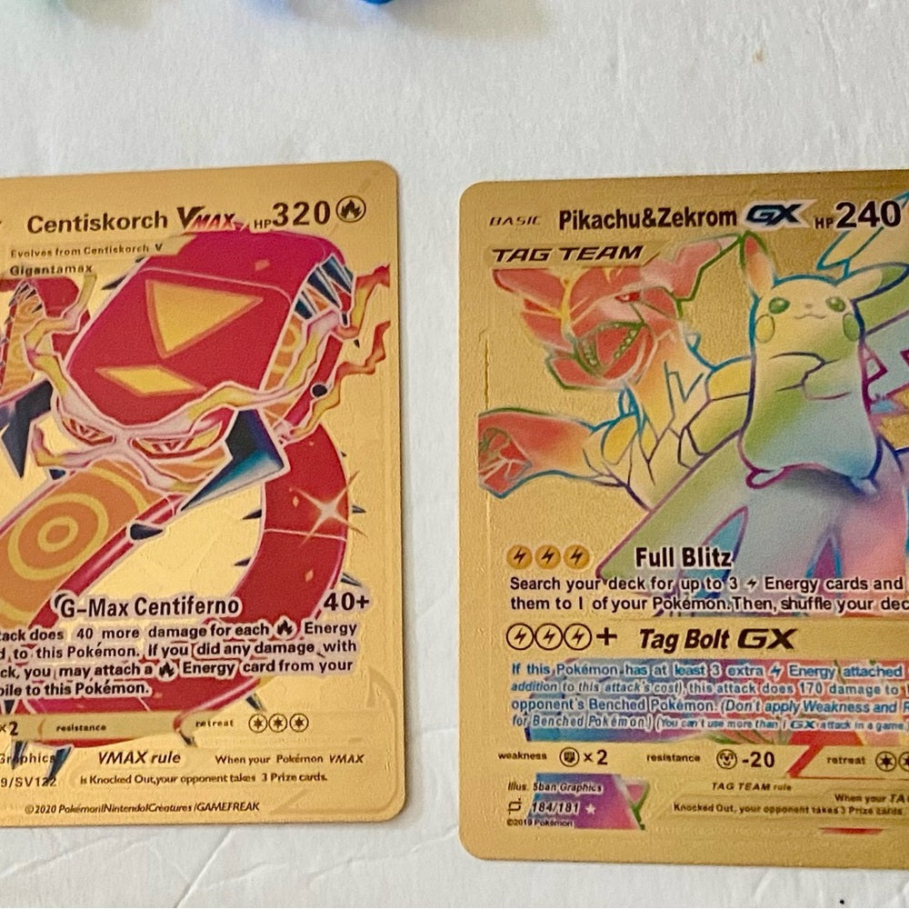 Lot HH-12pc Lot : 2 Gold Fan Arts Cards, 5 Pokemon Cards and 5 Pokémon …