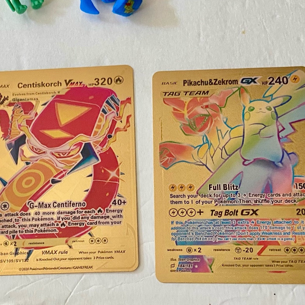 Lot HH-12pc Lot : 2 Gold Fan Arts Cards, 5 Pokemon Cards and 5 Pokémon …