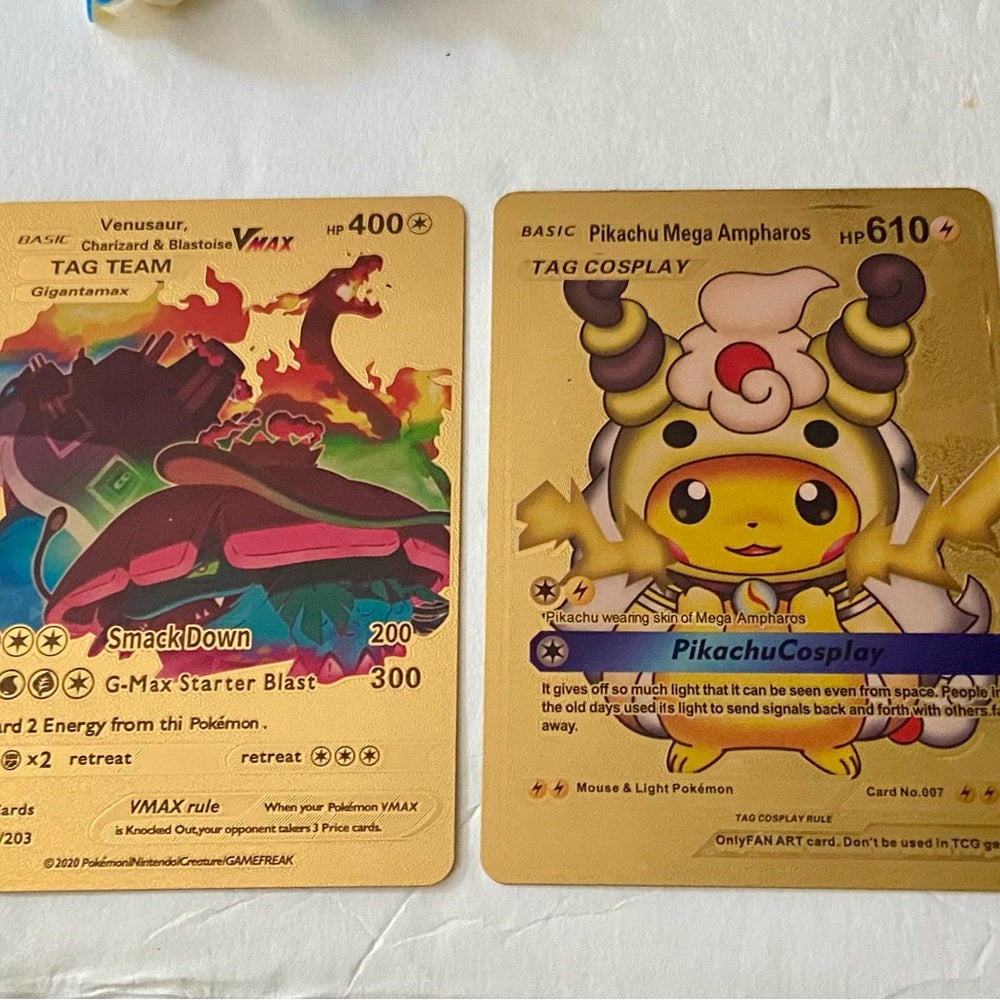 Lot II: 12pc Lot : 2 Gold Fan Arts Cards, 5 Pokemon Cards and 5 Pokémon F…