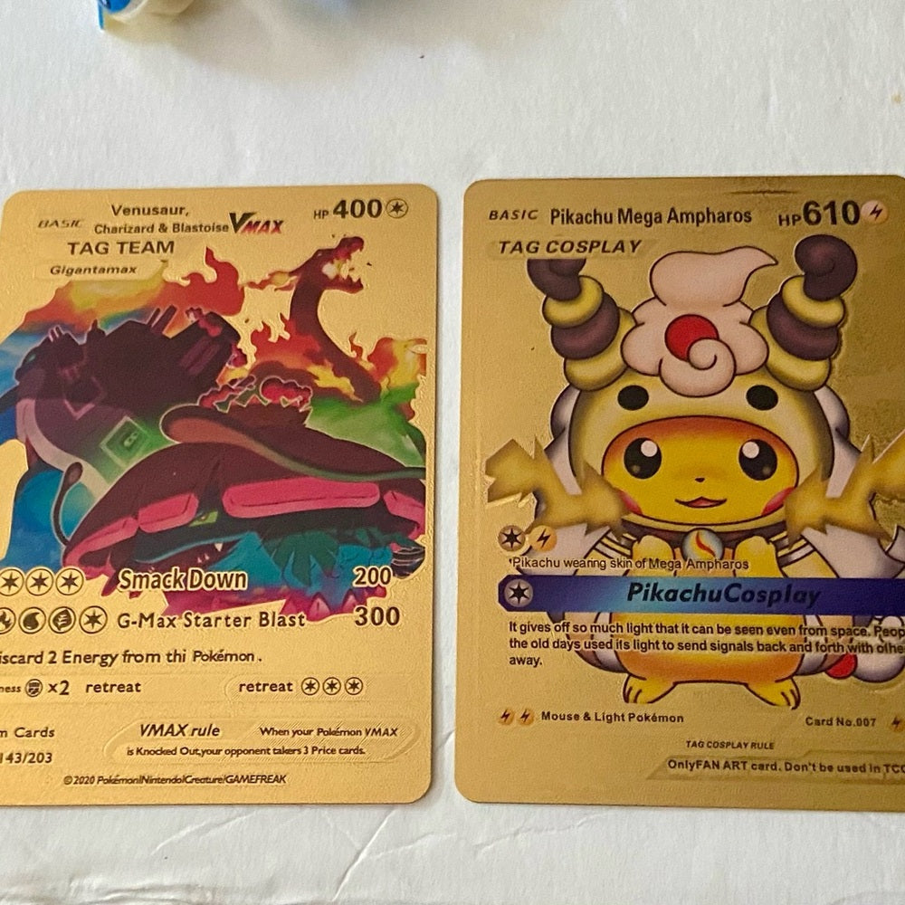 Lot II: 12pc Lot : 2 Gold Fan Arts Cards, 5 Pokemon Cards and 5 Pokémon F…