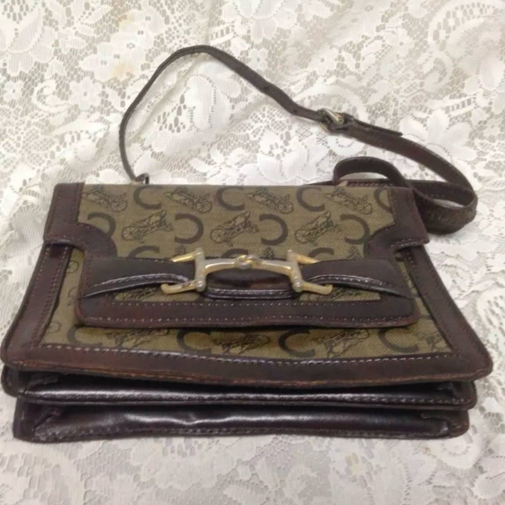 Vintage, Celine, Italy, C Horse Carriage Handbag -Crossbody10.5in x 8in x 4in