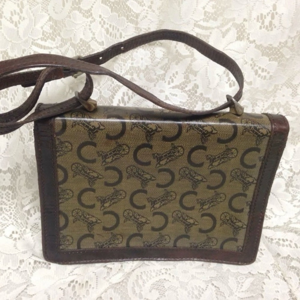 Vintage, Celine, Italy, C Horse Carriage Handbag -Crossbody10.5in x 8in x 4in