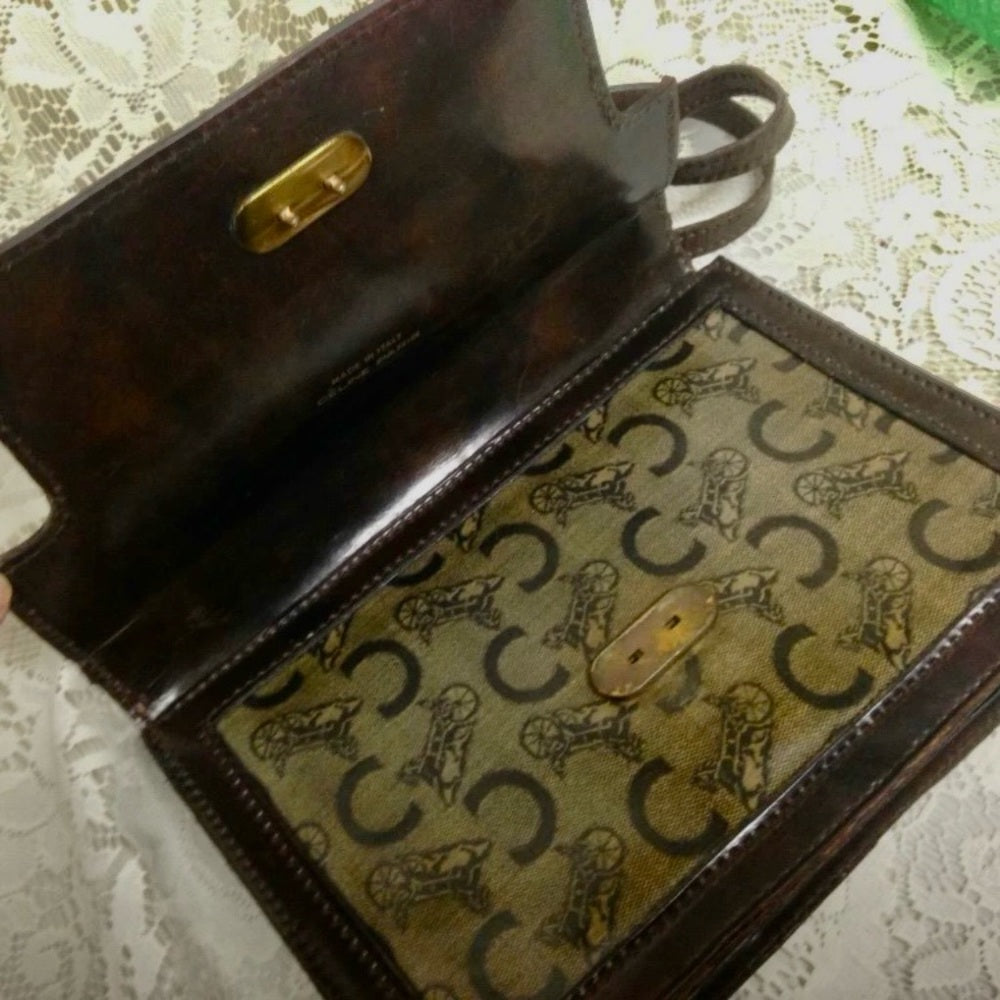 Vintage, Celine, Italy, C Horse Carriage Handbag -Crossbody10.5in x 8in x 4in