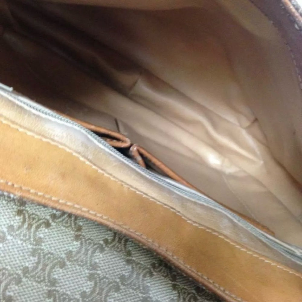 Vintage Celine Beige Macadam Handbag Crossbody 9.5in x 8.5in x 1.5in