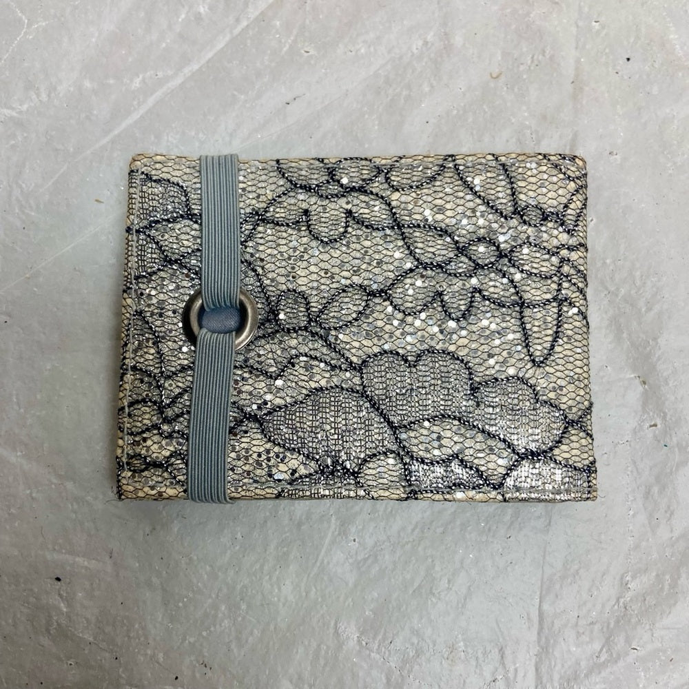 Vintage, Nolie Gray Lace Compact Wallet 4in x 3in