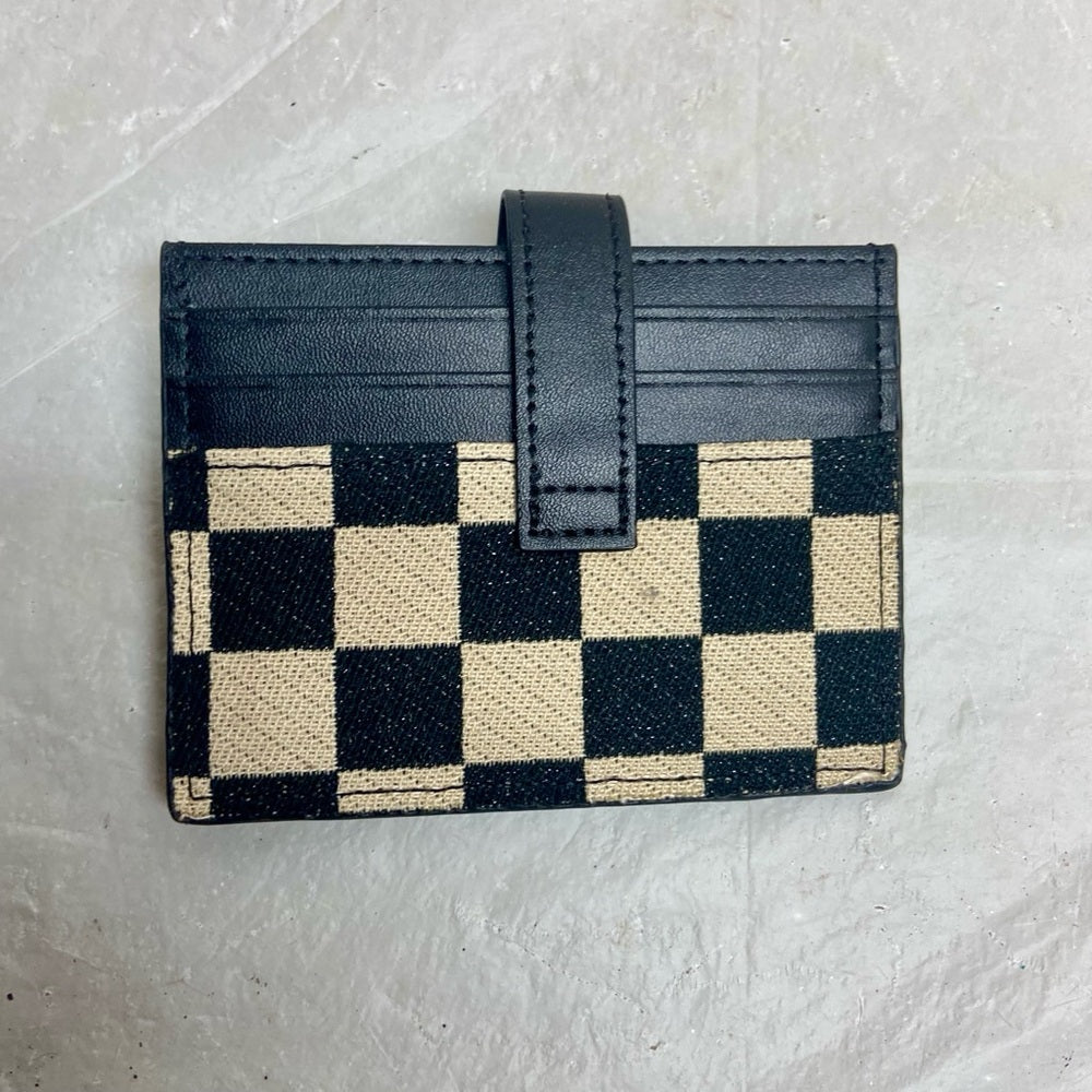 Vintage Black and White Checkered Compact Wallet 4.5in x 3.5in