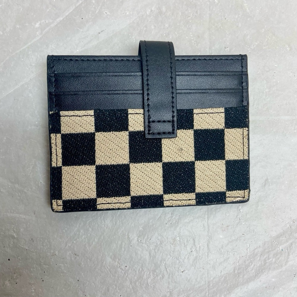 Vintage Black and White Checkered Compact Wallet 4.5in x 3.5in