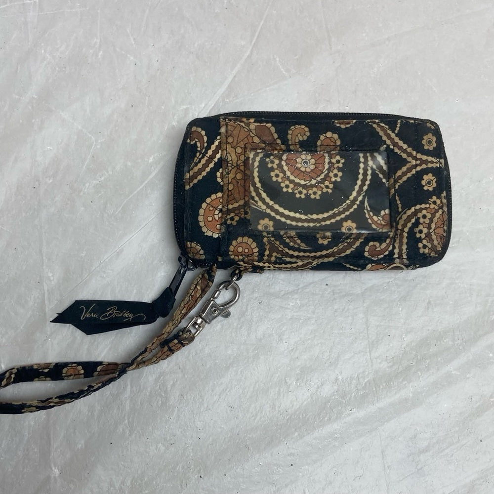 Vintage Vera Bradley Brown and Black Zippy Wallet-Wristlet 6in x 3.5in