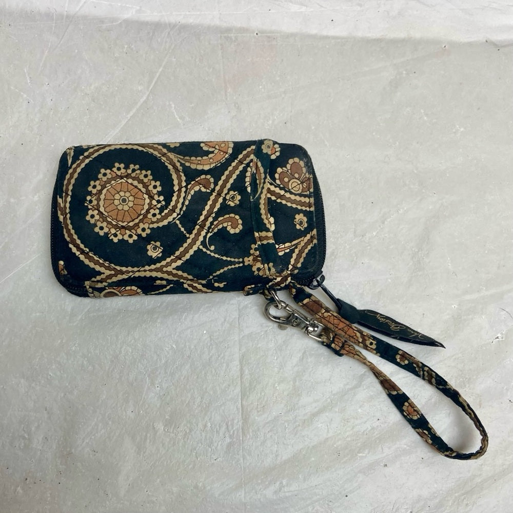 Vintage Vera Bradley Brown and Black Zippy Wallet-Wristlet 6in x 3.5in