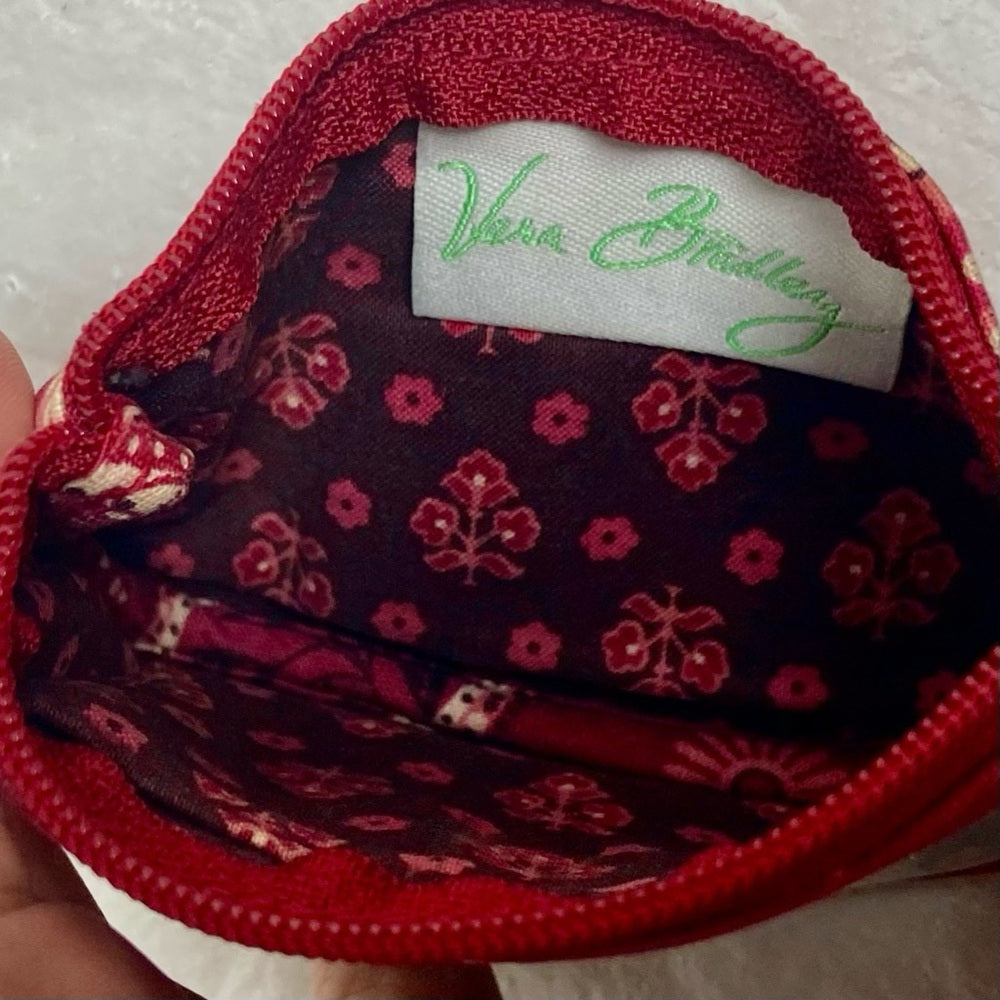 Vintage Vera Bradley Red Floral Paisley Coin Purse - ID ID Wallet 5in x 3in