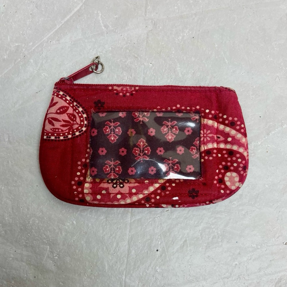 Vintage Vera Bradley Red Floral Paisley Coin Purse - ID ID Wallet 5in x 3in