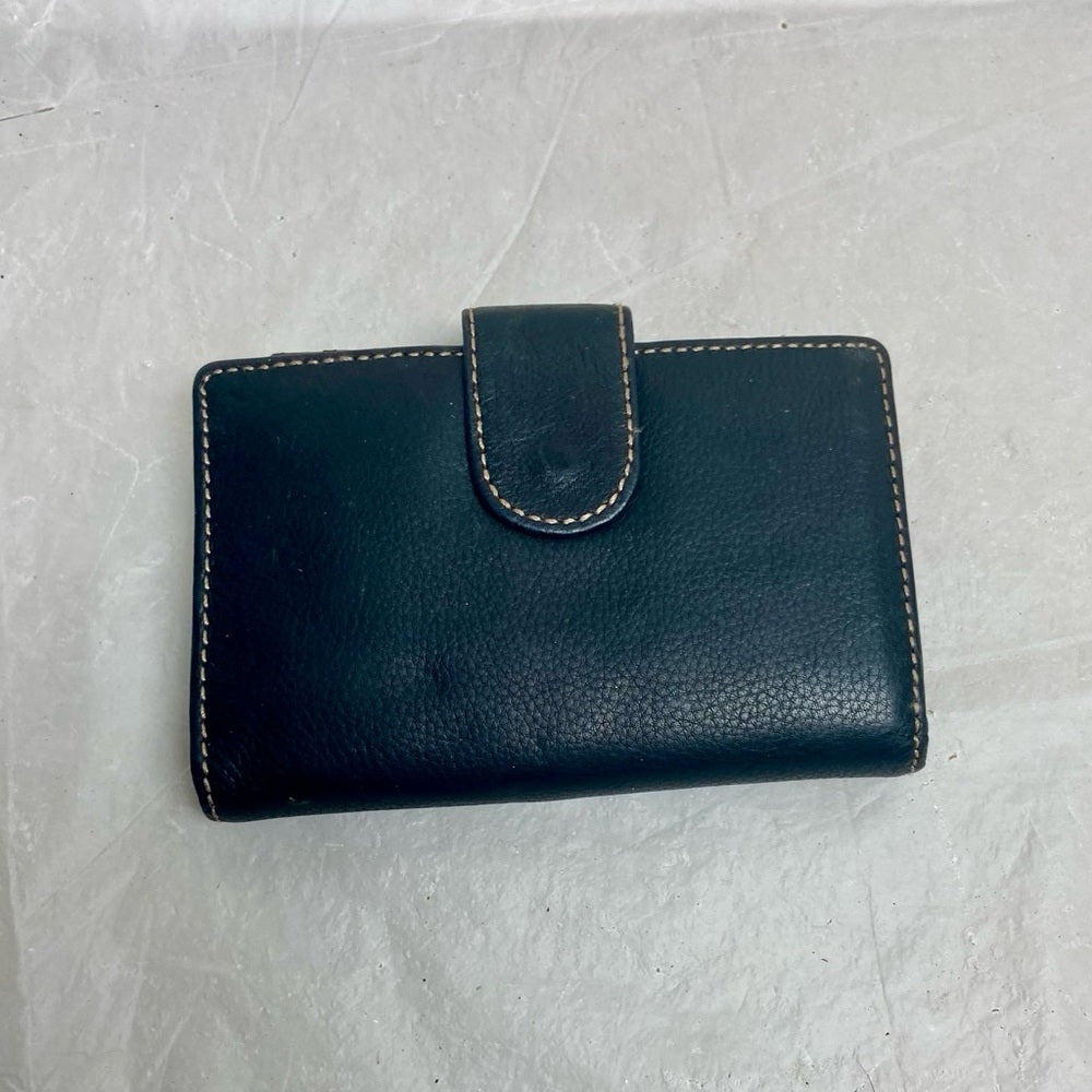 Vintage, Black Leather, Compact, Kisslock Coin Wallet 5.5in x 3.5in
