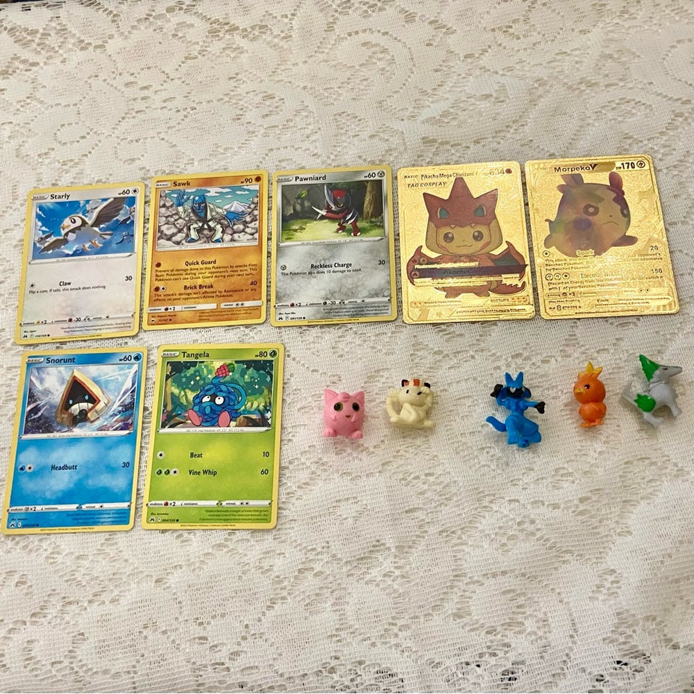 Lot KK: 12pc Lot : 2 Gold Fan Arts Cards, 5 Pokemon Cards and 5 Pokémon …