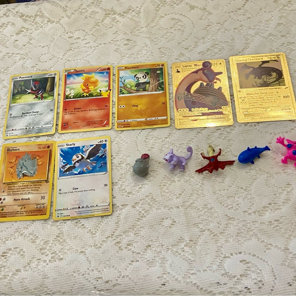 Lot MM: 12pc Lot : 2 Gold Fan Arts Cards, 5 Pokemon Cards and 5 Pokémon …