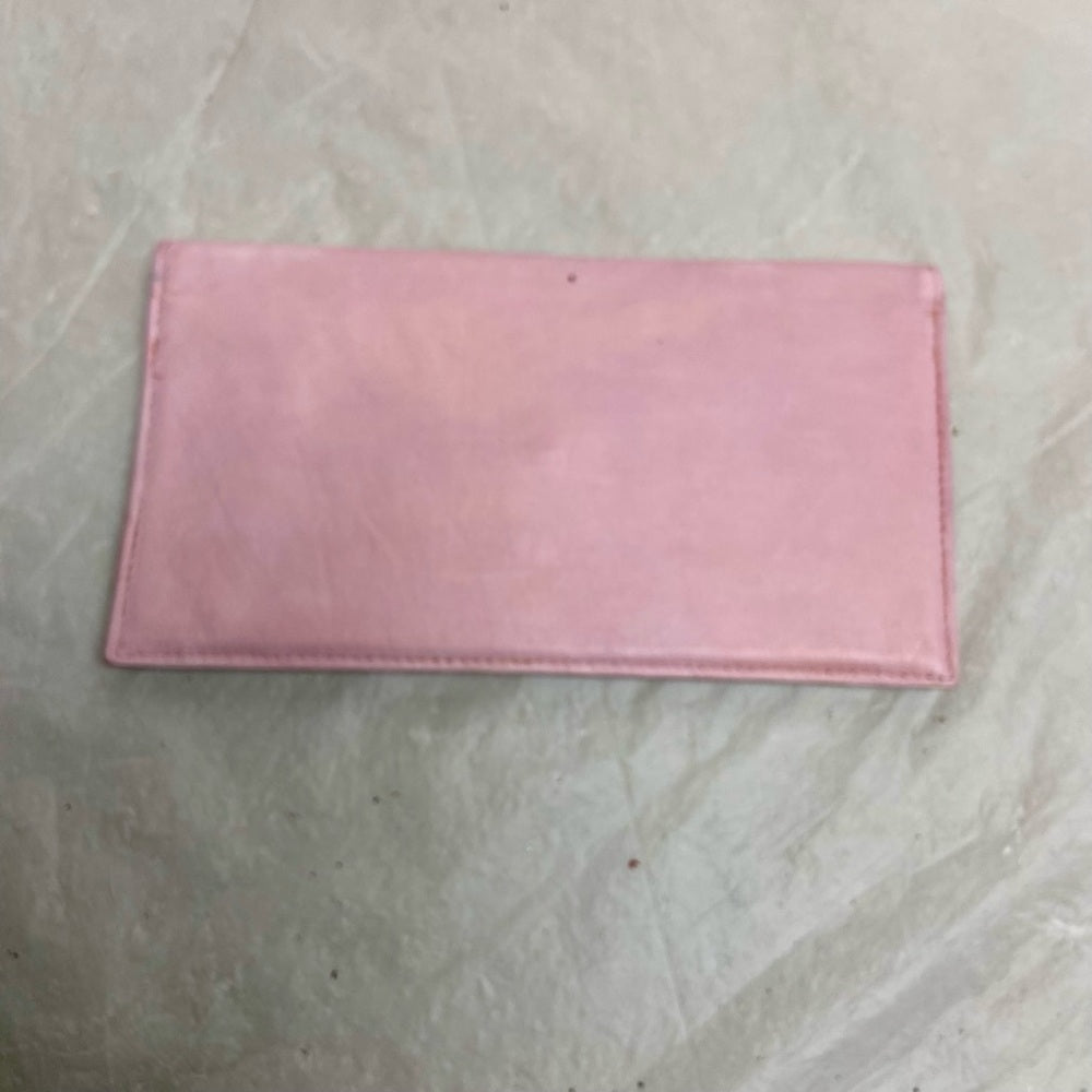Vintage Pink Leather -Floral Long Wallet 7.5in x 4in