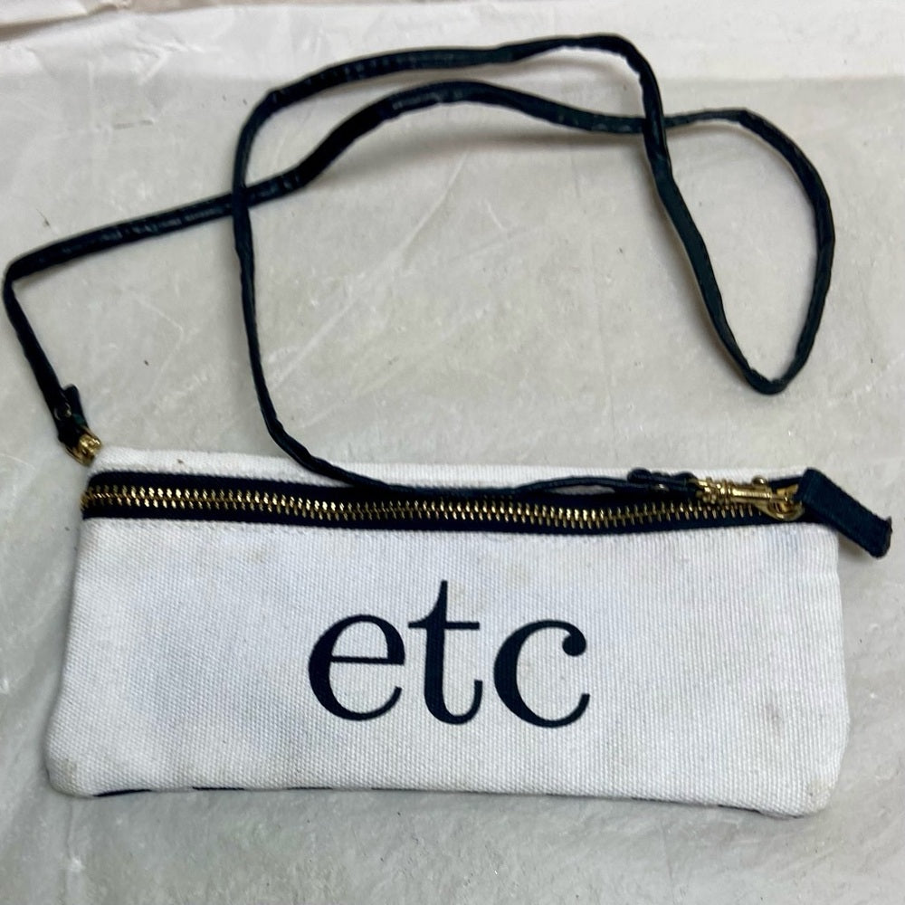 ETC White and Black Stripes Envelope Shoulder Bag- See Jane Work 9in x 4in
