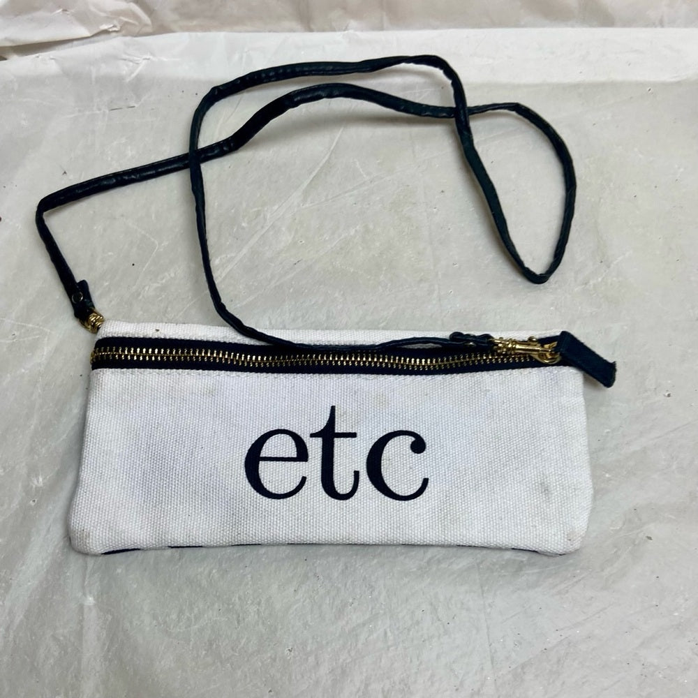 ETC White and Black Stripes Envelope Shoulder Bag- See Jane Work 9in x 4in