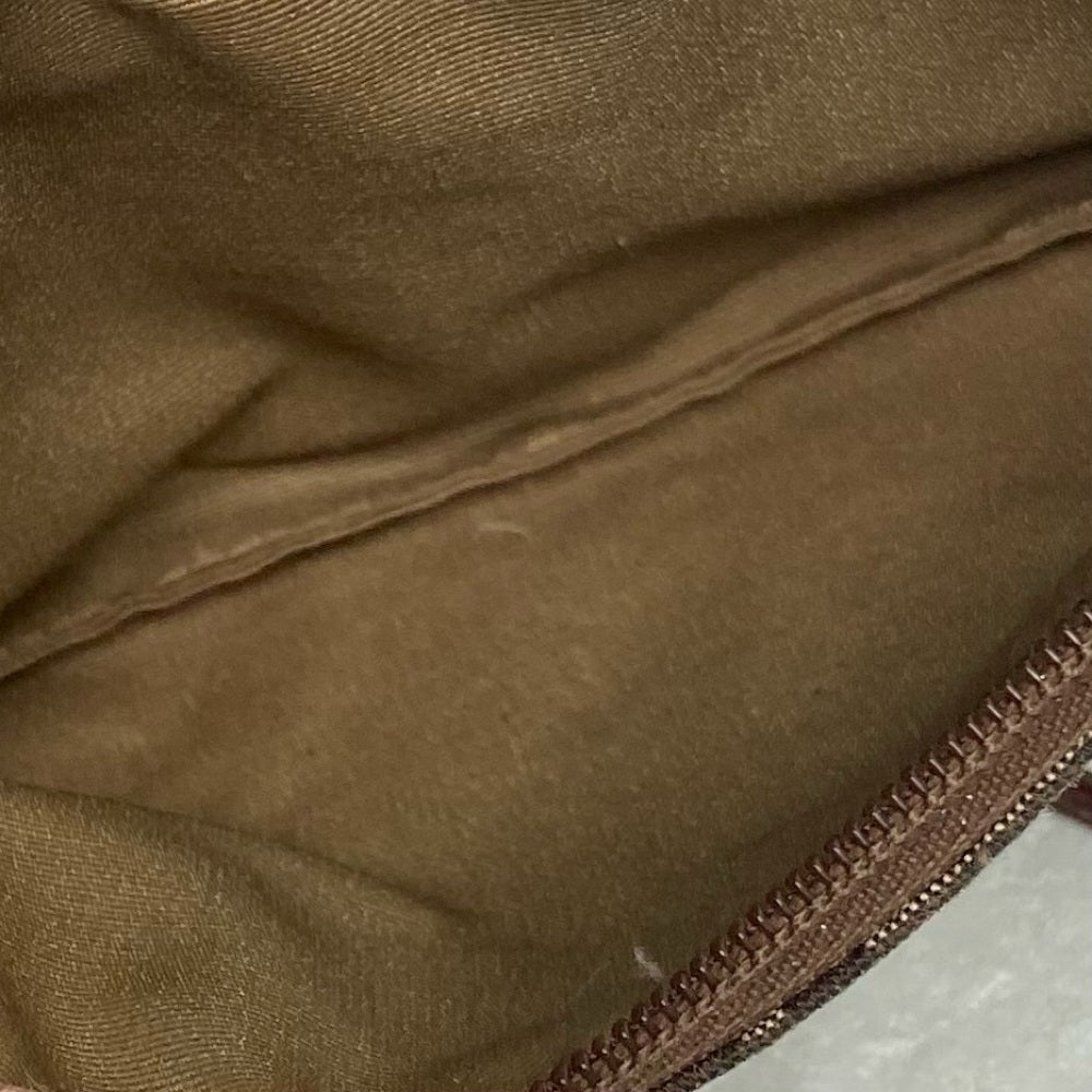 Vintage, Coach Brown Mono Coated Canvas with Tan Leather Compact Wallet-Wristlet