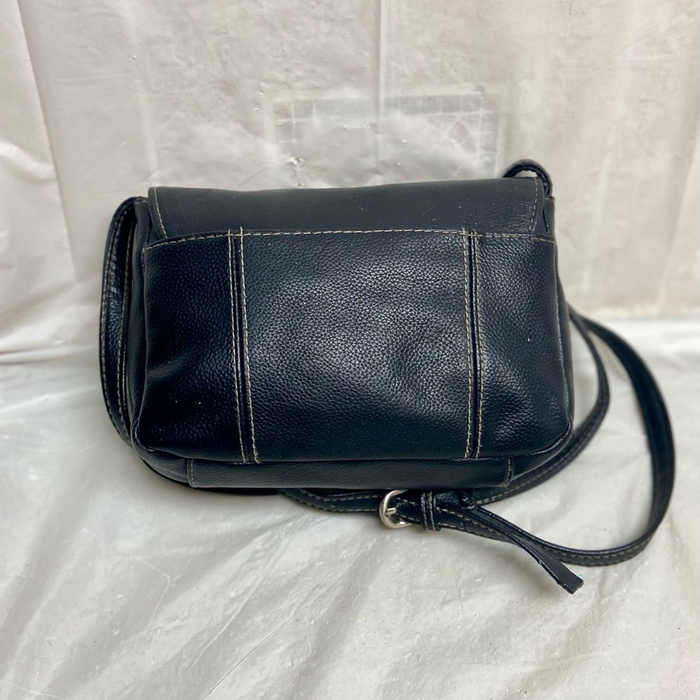 Vintage Black Leather Small Crossbody Bag 8in x 6in x 2in