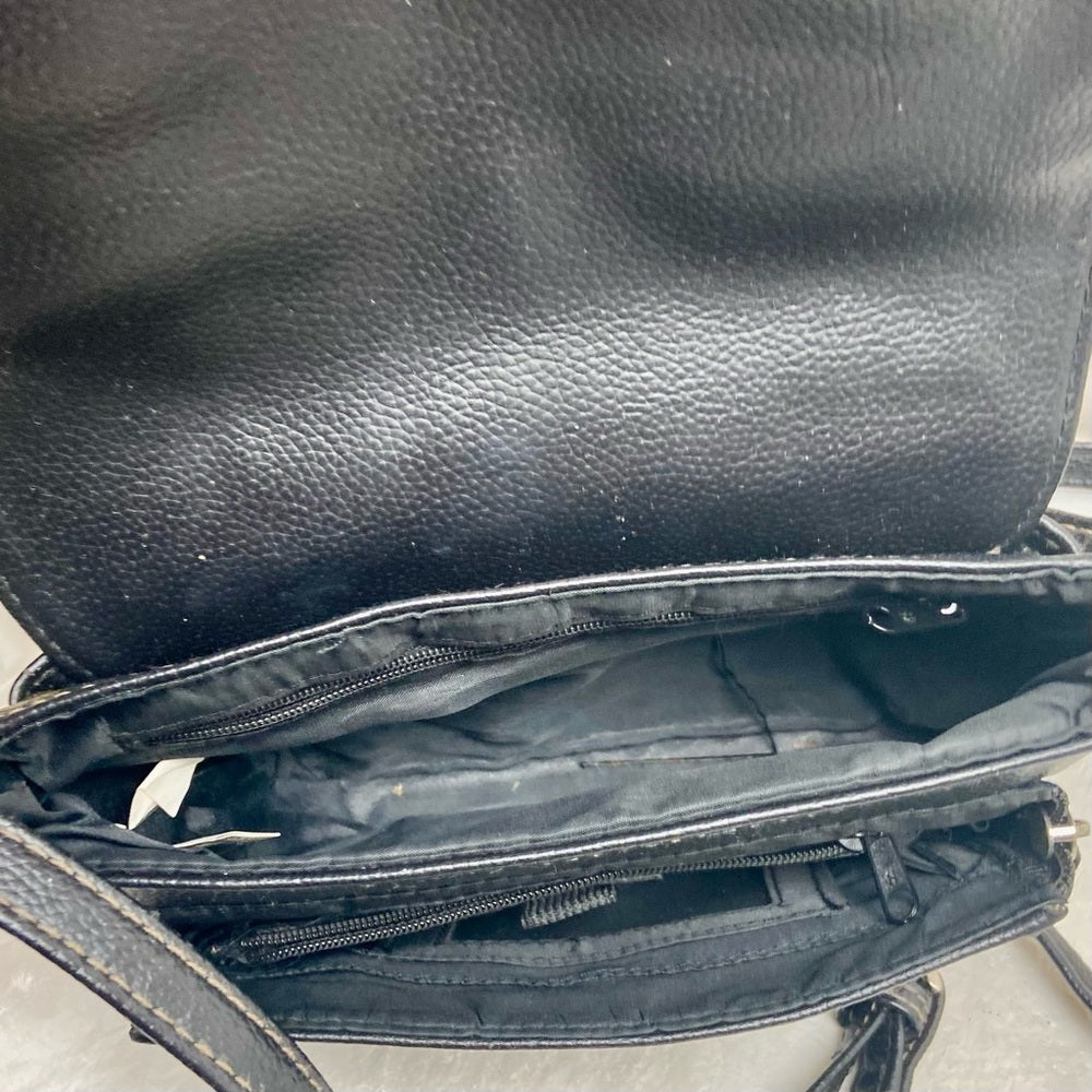 Vintage Black Leather Small Crossbody Bag 8in x 6in x 2in