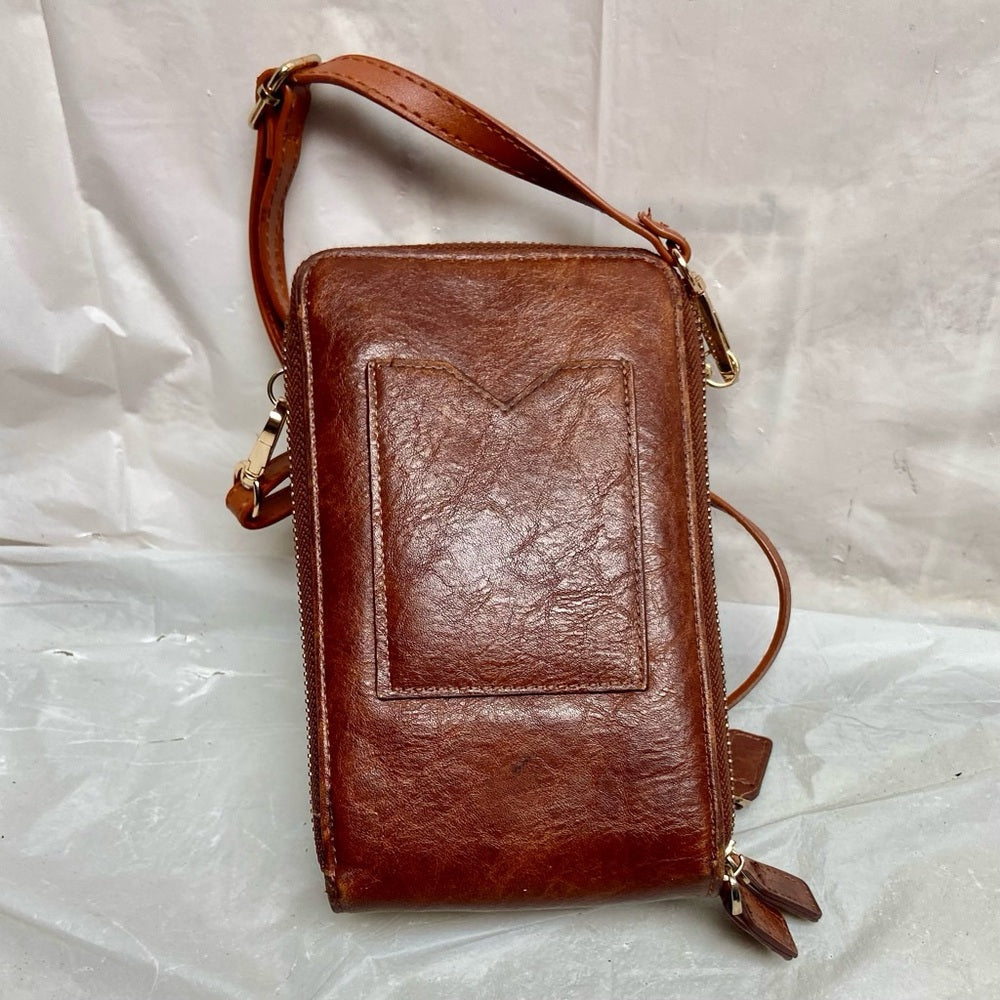 Vintage Cluci Brown Leather 3-Zippy Compartments Crossbody