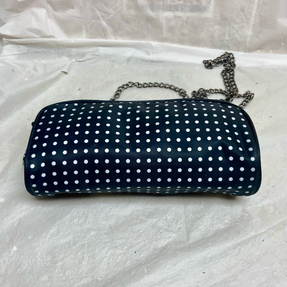 Contents, Black and White Polka Dot Crossbody Bag 8.5in x 4in x 2.5in