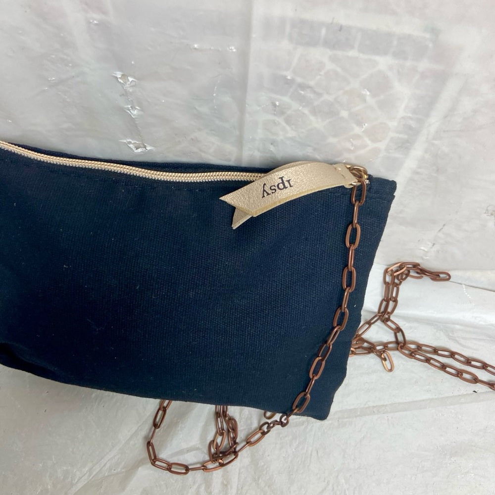 Ipsy Black -Eyelashes Shoulder Bag -Pouch 7in x 4in x 1in