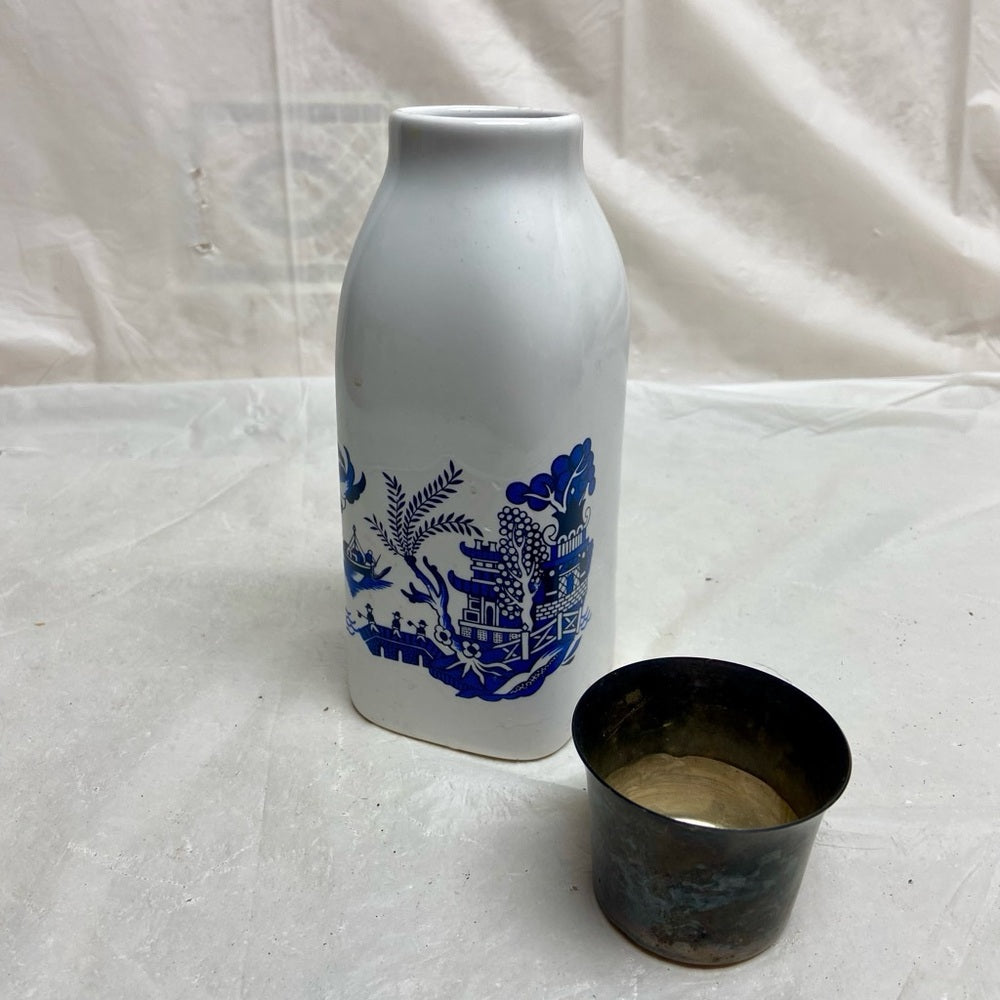 Vintage Blue Willow Milk Bottle Tumble-up 7.5in H x 3in W