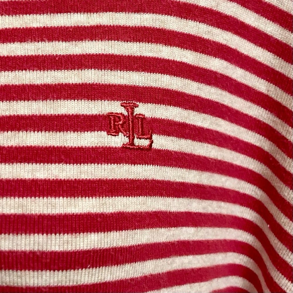 Ralph Lauren Red and White Stripes Pullover Sweater Blouse