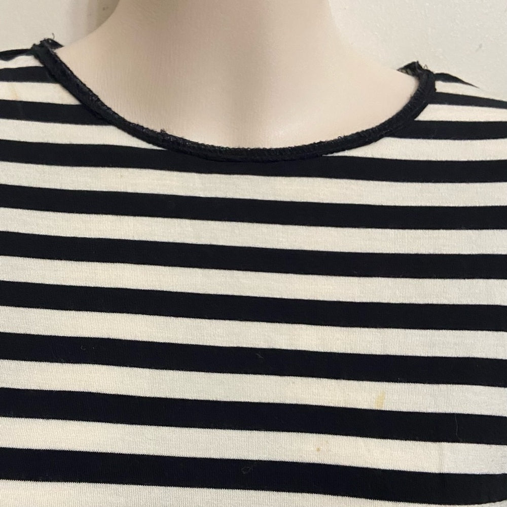 Massini White-Black Stripes 3/4 Pullover Blouse (XL)