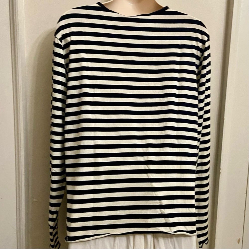 Massini White-Black Stripes 3/4 Pullover Blouse (XL)