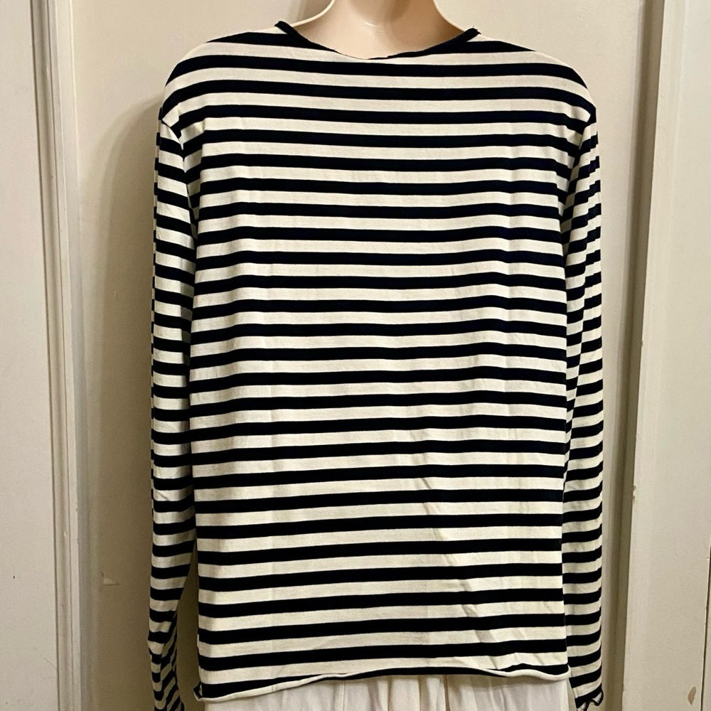 Massini White-Black Stripes 3/4 Pullover Blouse (XL)