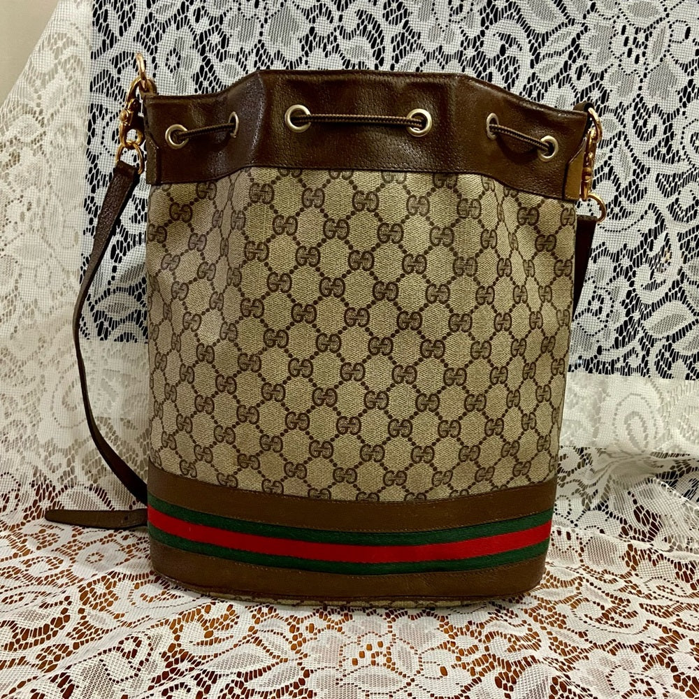 Vintage, Gucci, Sherry Line, Drawstring Shoulder Bag 12in x 11in x 4.5in