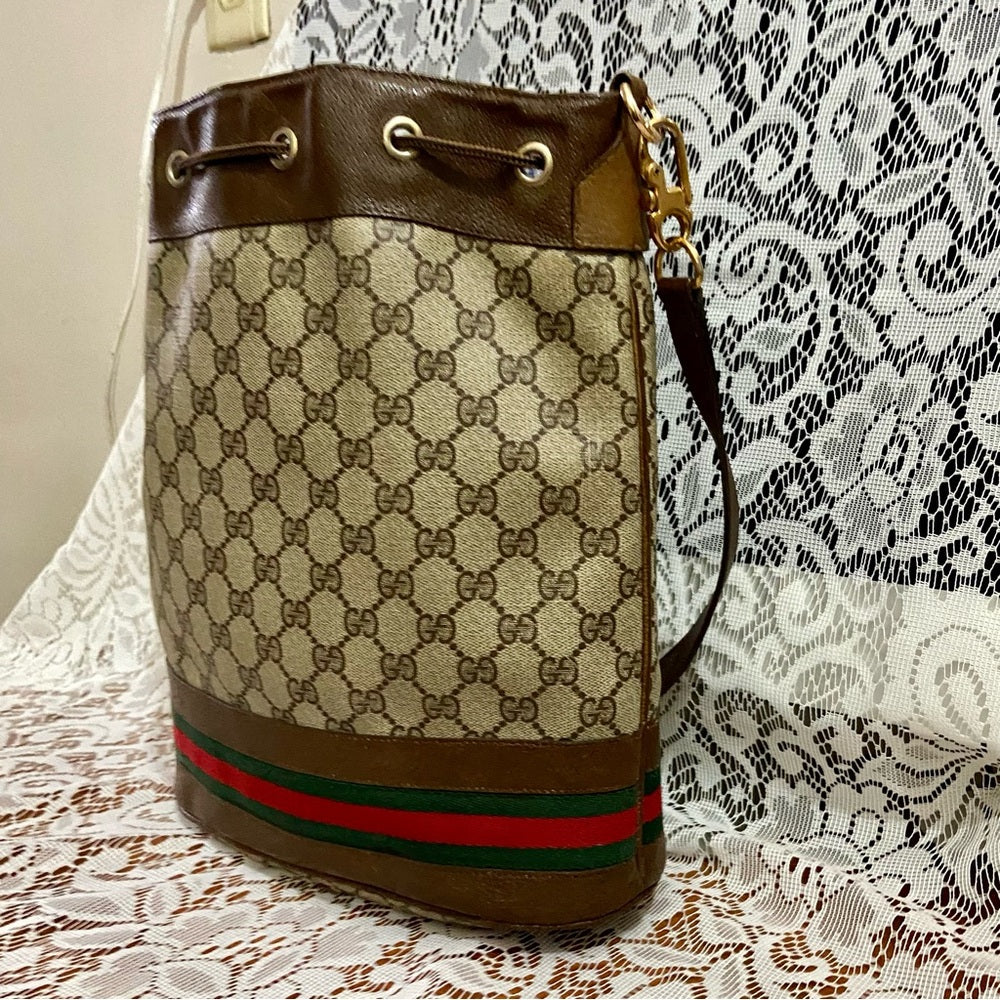 Vintage, Gucci, Sherry Line, Drawstring Shoulder Bag 12in x 11in x 4.5in