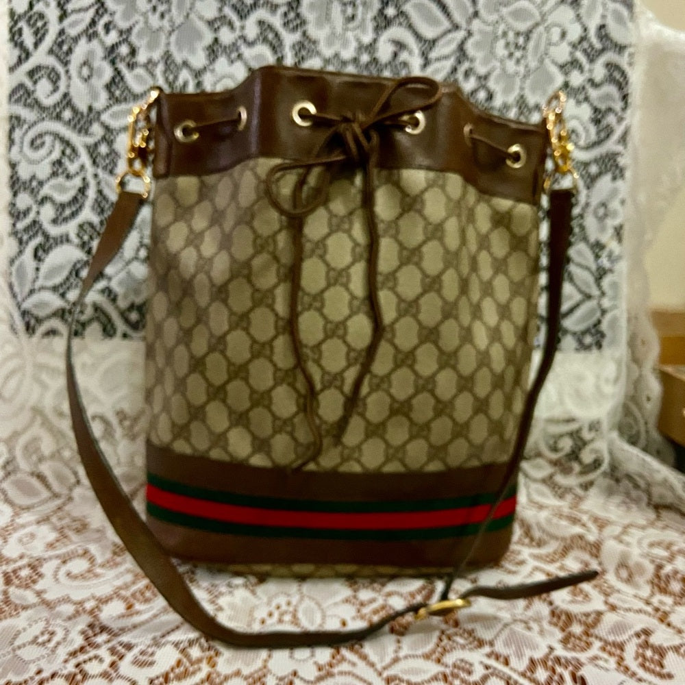 Vintage, Gucci, Sherry Line, Drawstring Shoulder Bag 12in x 11in x 4.5in