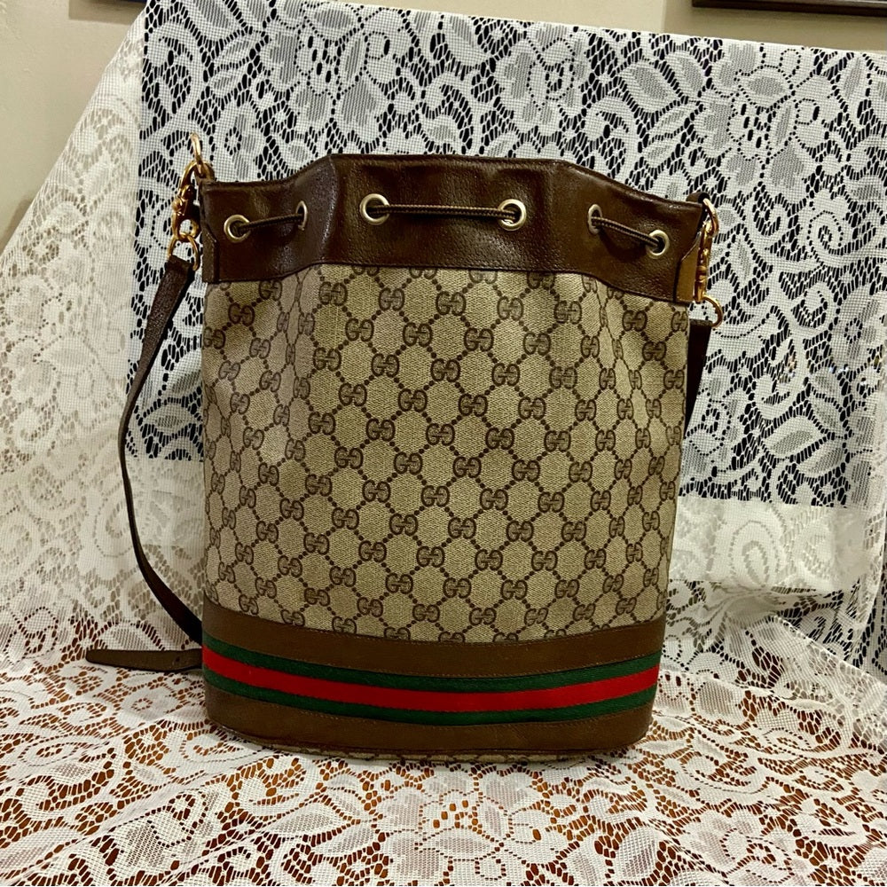 Vintage, Gucci, Sherry Line, Drawstring Shoulder Bag 12in x 11in x 4.5in