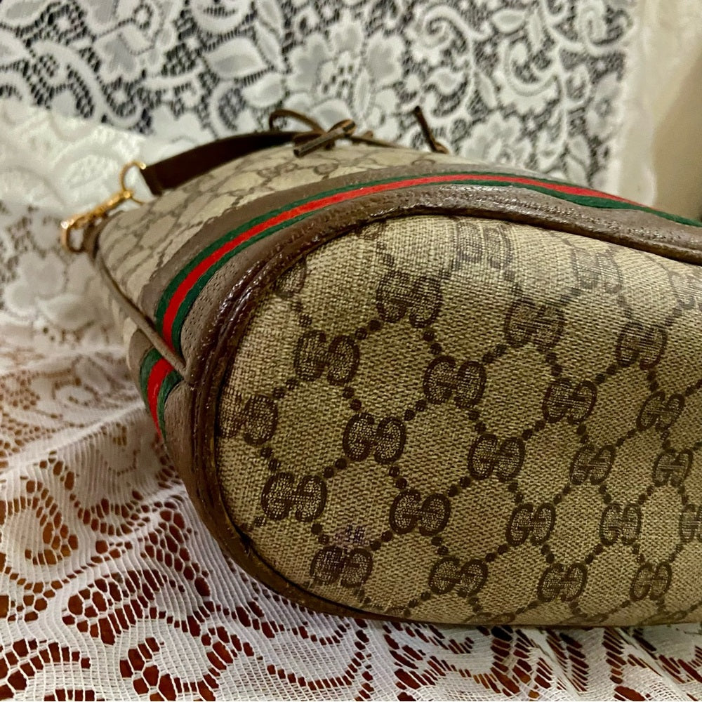 Vintage, Gucci, Sherry Line, Drawstring Shoulder Bag 12in x 11in x 4.5in