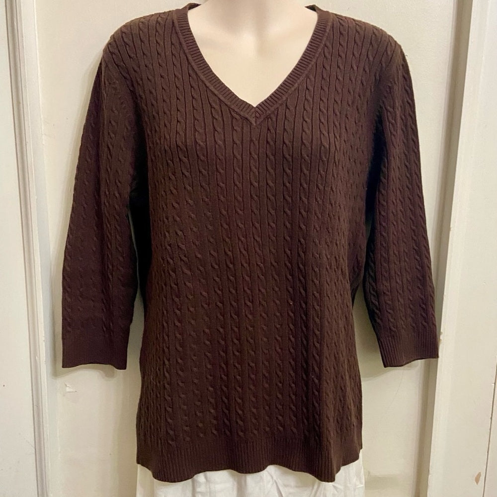 525 America Brown Knitted Pullover Blouse (L)