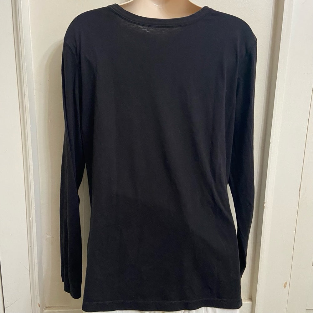 Stunning Black with Colorful Design Pullover Blouse (L)