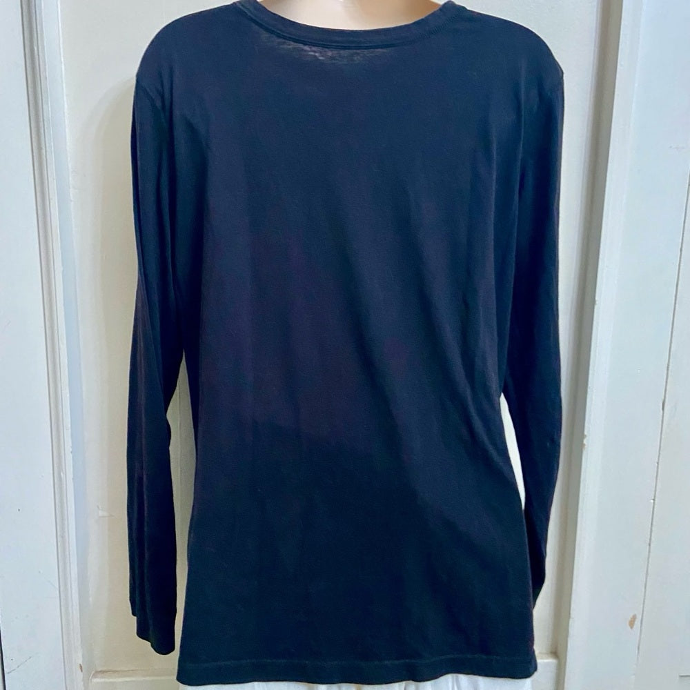 Stunning Black with Colorful Design Pullover Blouse (L)