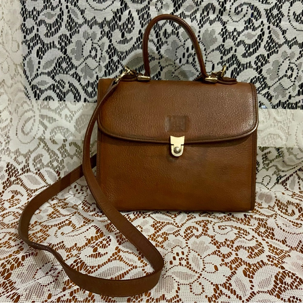 Vintage, Rare Burberry Brown Leather Shoulder-Crossbody Bag (9inx7.5inx3…
