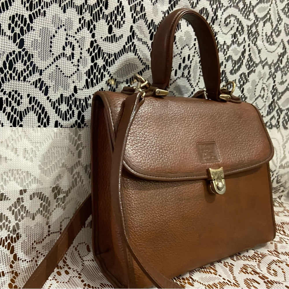 Vintage, Rare Burberry Brown Leather Shoulder-Crossbody Bag (9inx7.5inx3…