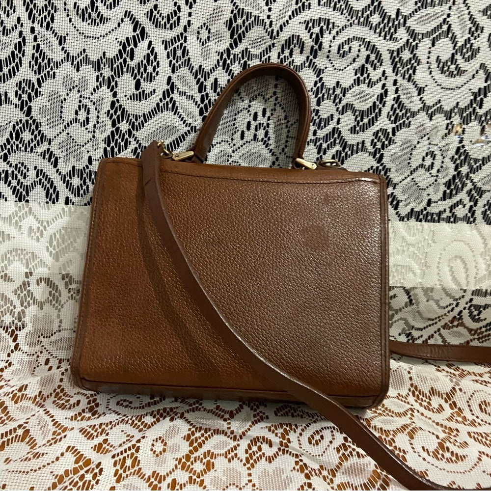 Vintage, Rare Burberry Brown Leather Shoulder-Crossbody Bag (9inx7.5inx3…