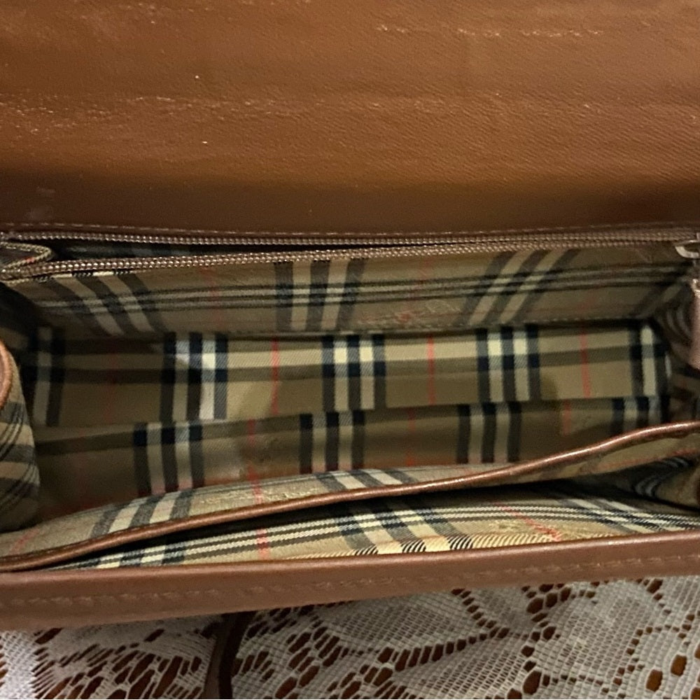 Vintage, Rare Burberry Brown Leather Shoulder-Crossbody Bag (9inx7.5inx3…