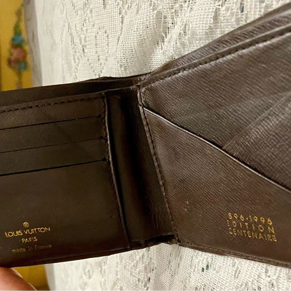Louis Vuitton Damier Ebene Mens Credit Card Wallet 1896-1996 Edition Cen…
